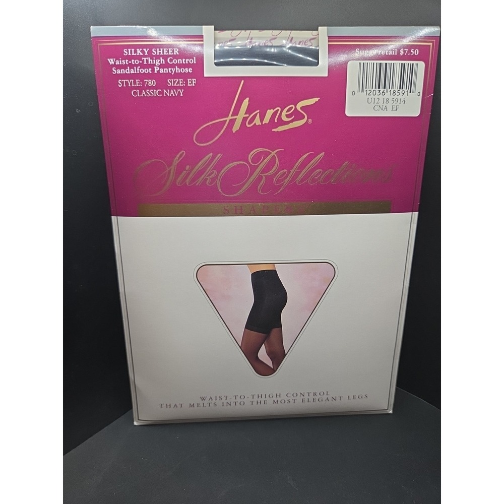 Hanes Silk Reflections‎ Shapers Silky Sheer Classic Navy Size EF Style 780